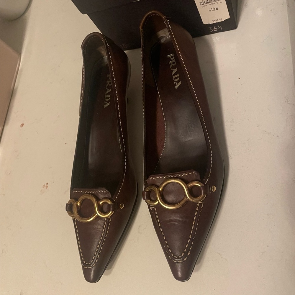 Altered Prada Antio Moro Brown Leather Heels